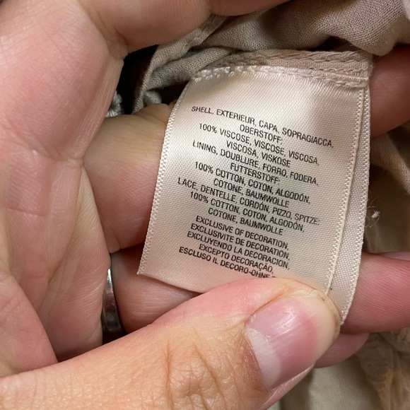 Anthropologie Maeve Beige Embroidered Lace Slip Midi Dress S spaghetti straps - Picture 11 of 11